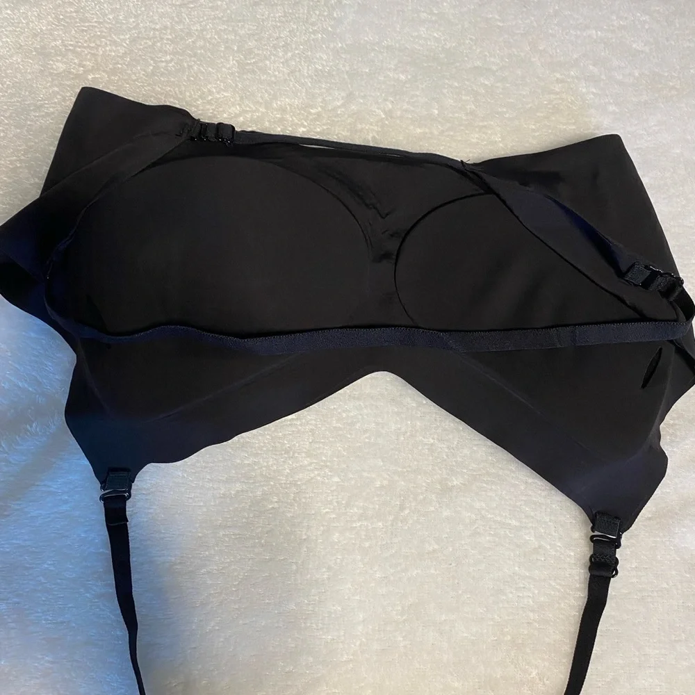 Bralette Large Minimalist Seamless Solid Black Wireless Breathable Stretch Bra